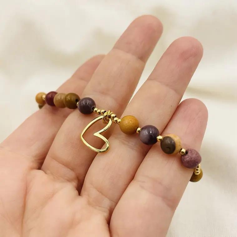 Pulsera Corazón con piedras Mookaita  4