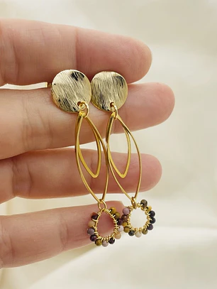 Aretes dorados Gota en tonos tierra