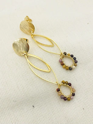 Aretes dorados Gota en tonos tierra