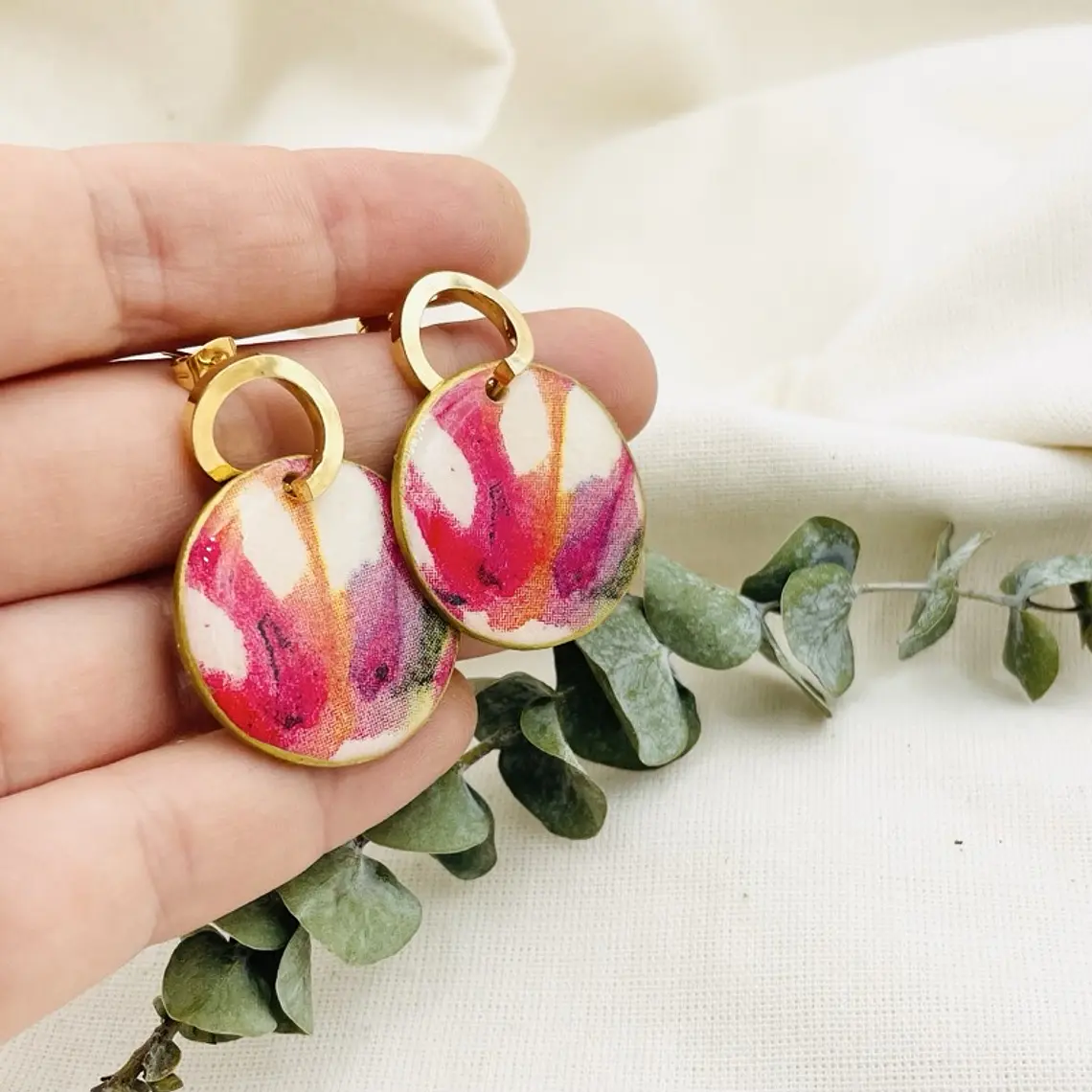 Aretes ¨découpage¨ Con Resina 2