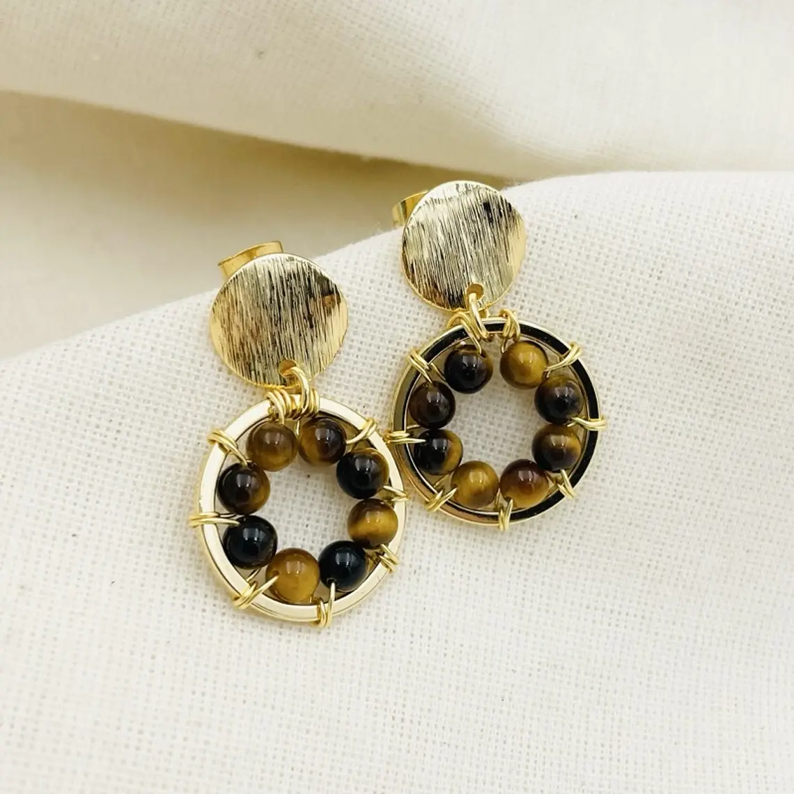 Aretes Girasol de Ojo de trigre 1