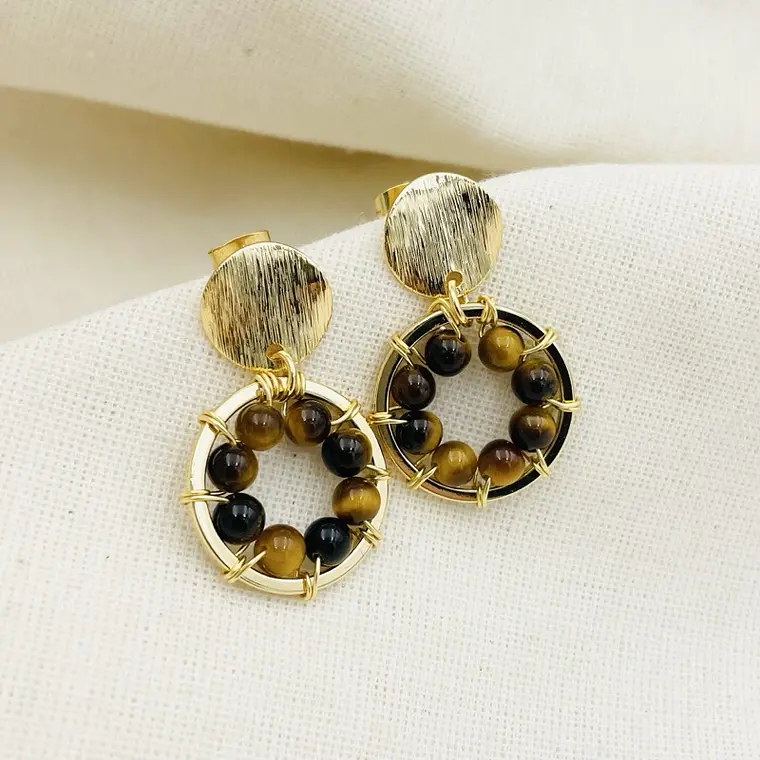 Aretes Girasol de Ojo de trigre 1