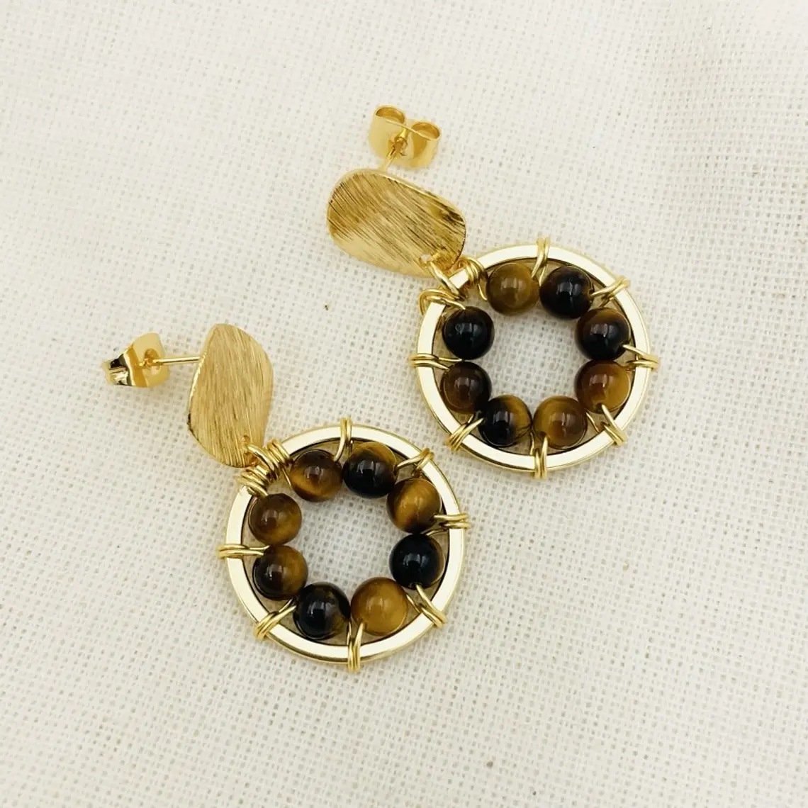 Aretes Girasol de Ojo de trigre 2