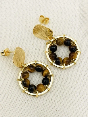 Aretes Girasol de Ojo de trigre