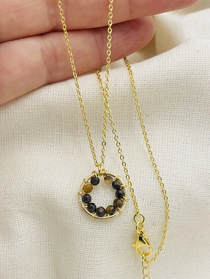 Collar ¨Pompón¨ de Ojo de tigre