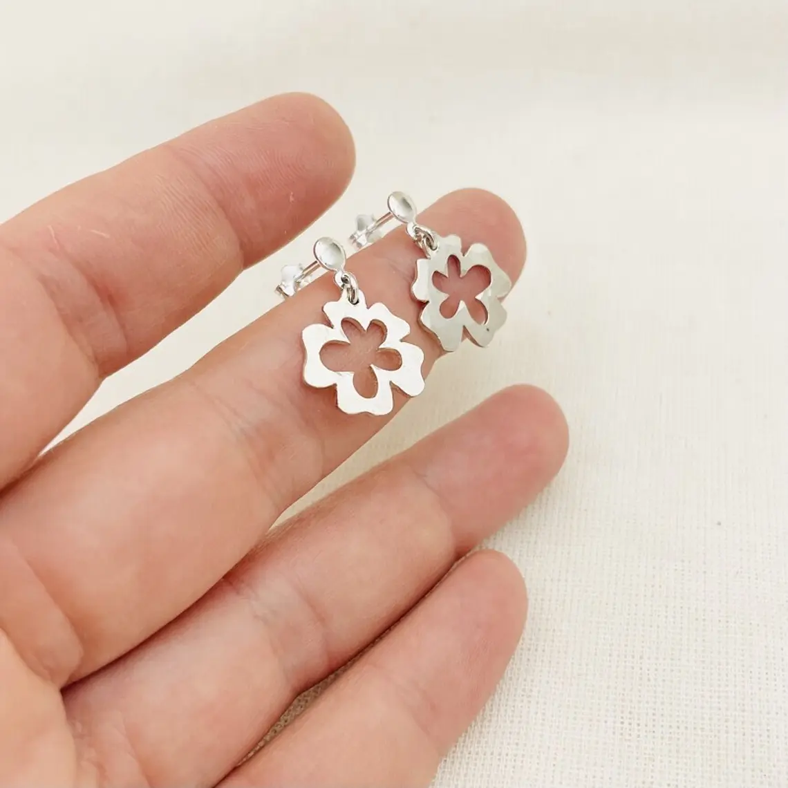 Aretes flor Trébol de plata  1