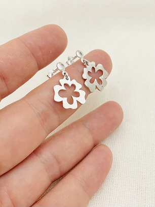 Aretes flor Trébol de plata 