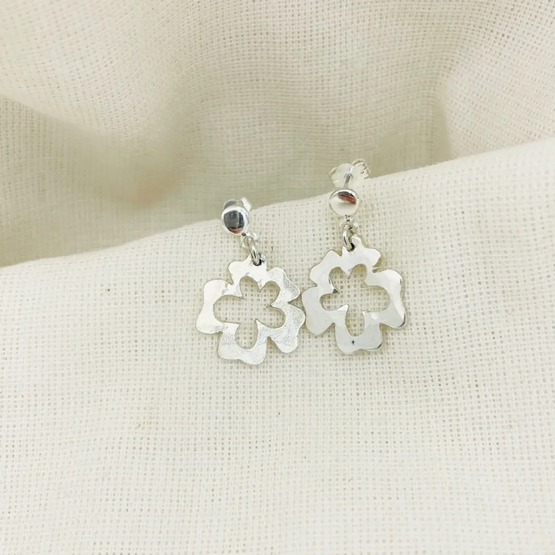 Aretes flor Trébol de plata  2