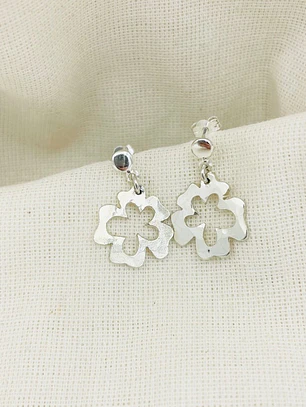 Aretes flor Trébol de plata 
