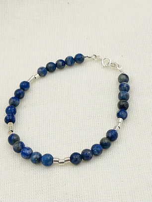 Pulsera De Plata Y Piedras Lapislázuli