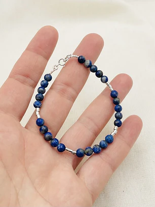 Pulsera De Plata Y Piedras Lapislázuli