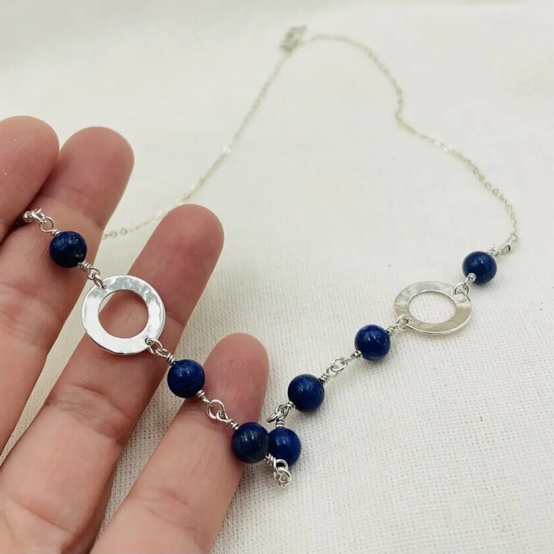 Collar cadena de plata y Lapislazuli 2
