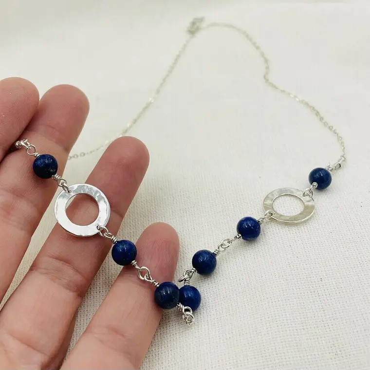 Collar cadena de plata y Lapislazuli 2
