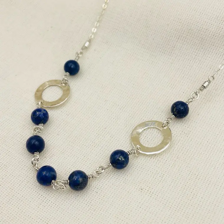 Collar cadena de plata y Lapislazuli 3