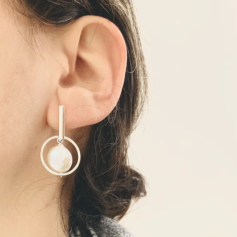 Aretes de plata y perlas naturales 2