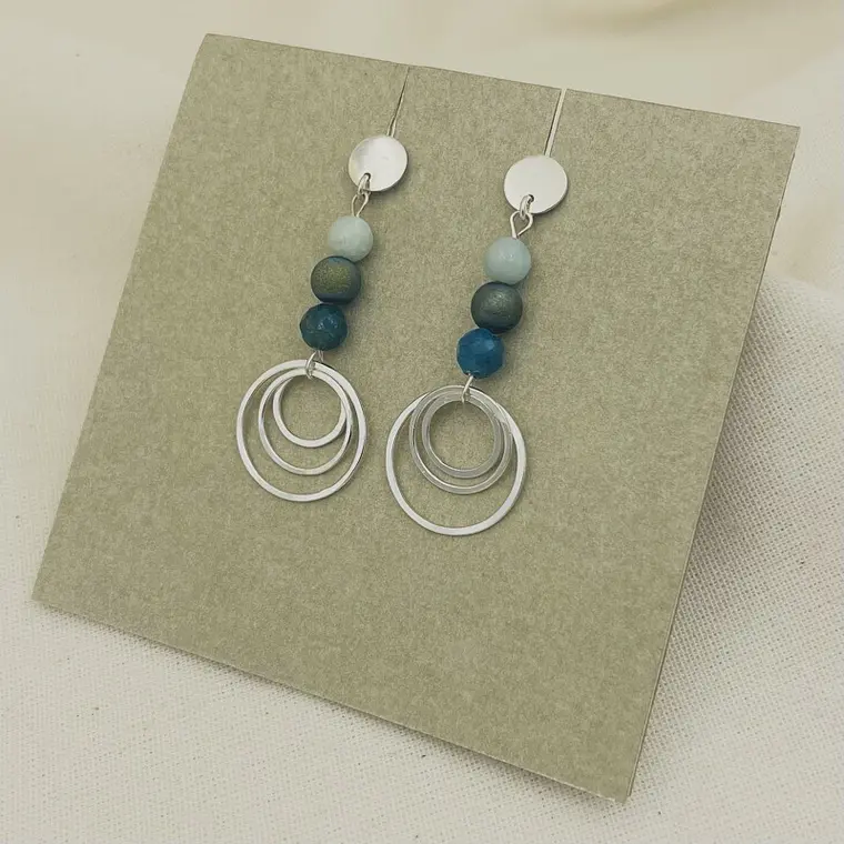 Aretes ¨Cascada¨ con piedras naturales 1