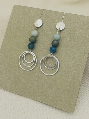 Aretes ¨Cascada¨ con piedras naturales
