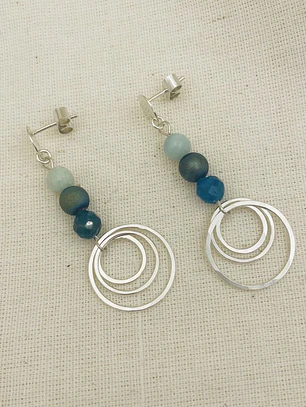 Aretes ¨Cascada¨ con piedras naturales
