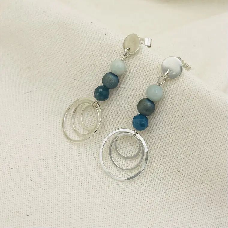 Aretes ¨Cascada¨ con piedras naturales 4