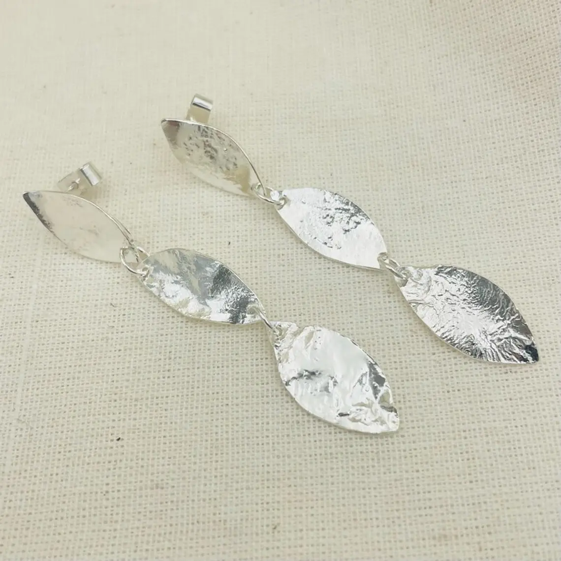 Aretes ¨Hojarasca¨de plata 2