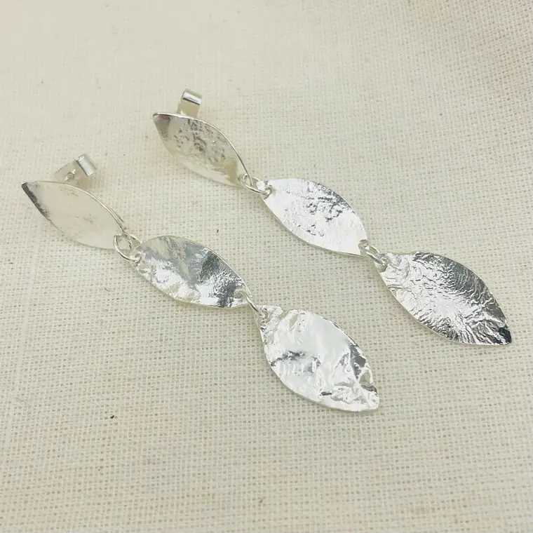 Aretes ¨Hojarasca¨de plata 2