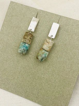 Aretes ¨Veta¨ de piedra Crisocola