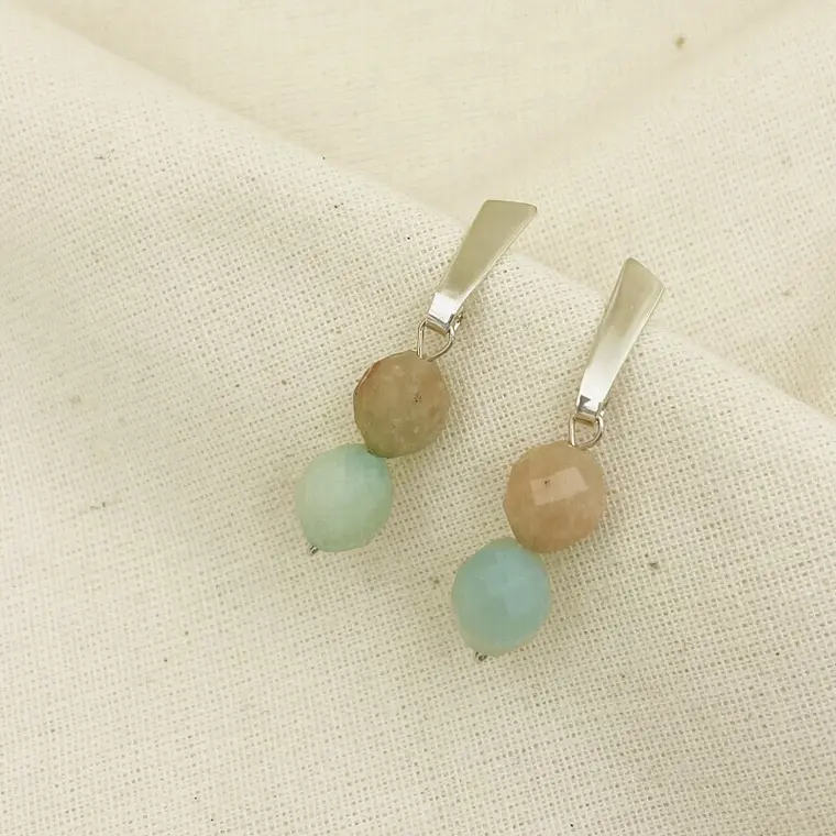 Aretes ¨Cerro¨ de plata con piedras naturales 1