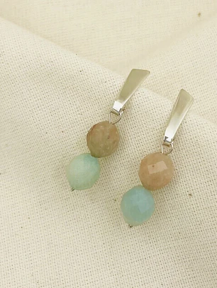 Aretes ¨Cerro¨ de plata con piedras naturales