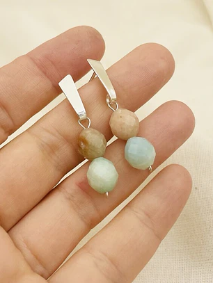 Aretes ¨Cerro¨ de plata con piedras naturales