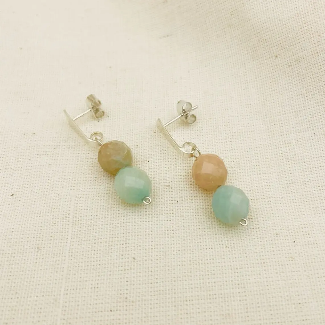 Aretes ¨Cerro¨ de plata con piedras naturales 3