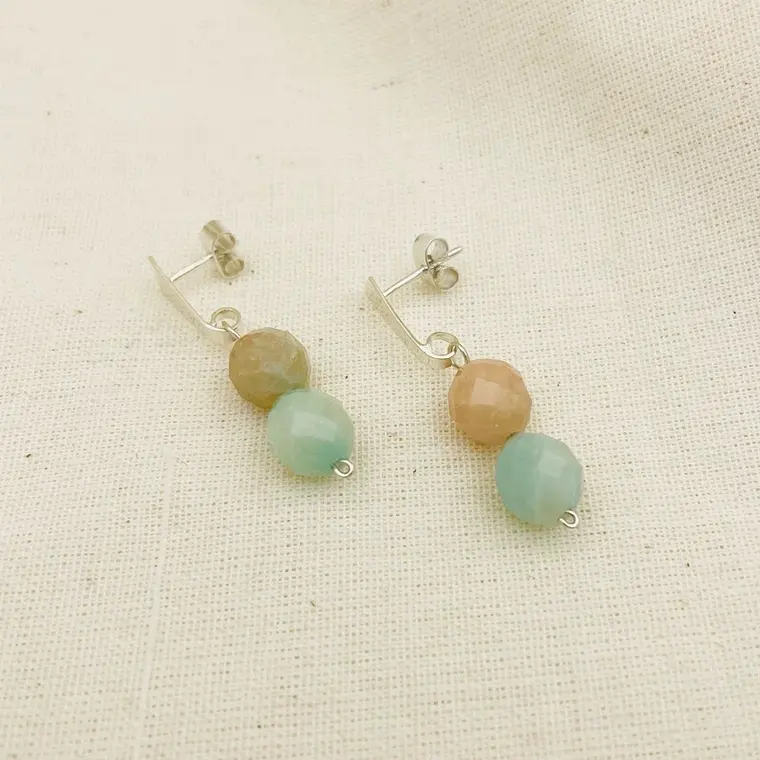 Aretes ¨Cerro¨ de plata con piedras naturales 3