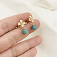 Aretes flor dorada mini con piedra Amazonita - Miniatura 1