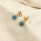 Aretes flor dorada mini con piedra Amazonita - Miniatura 2