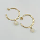 Aretes argolla dorada con piedra Jade natural - Miniatura 2