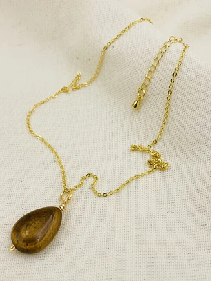 Collar cadena dorada con piedra Ojo de tigre