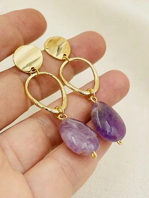 Aros Disco Curvo con Amatista