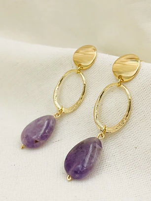 Aros Disco Curvo con Amatista