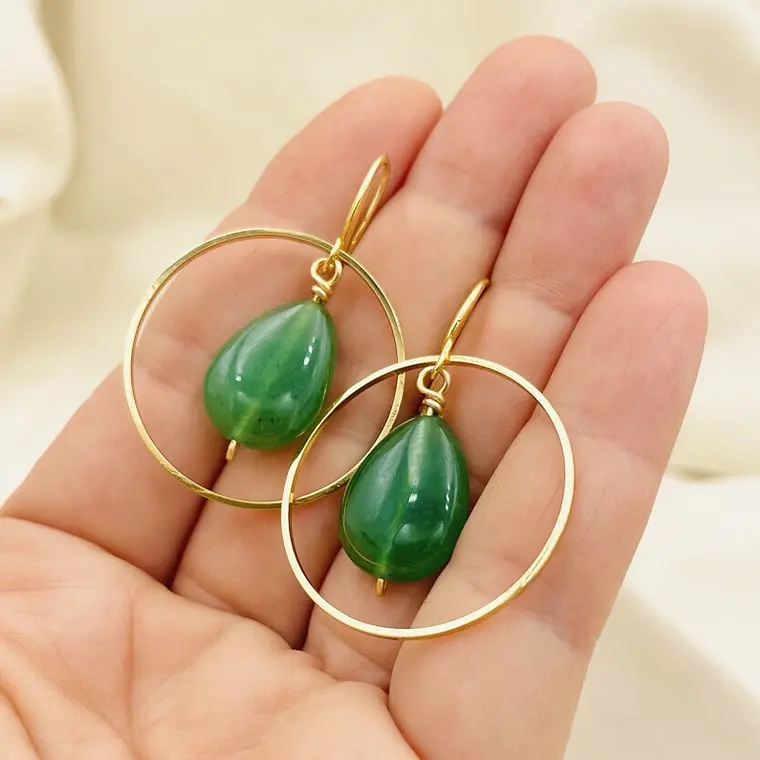 Aros Gancho y Argolla con Aventurina 2