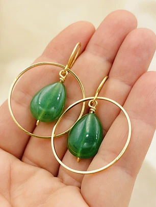 Aros Gancho y Argolla con Aventurina