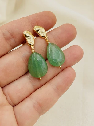 Aretes Figura Irregular con Aventurina
