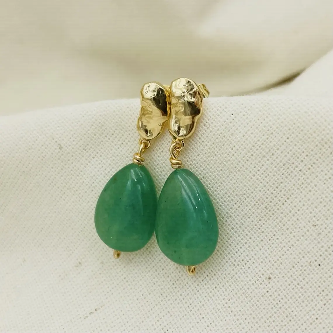Aretes Figura Irregular con Aventurina 2