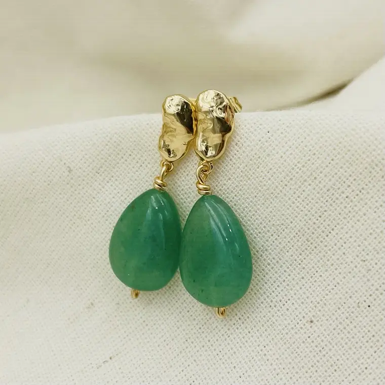 Aretes Figura Irregular con Aventurina 2