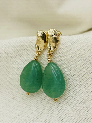 Aretes Figura Irregular con Aventurina