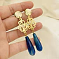 Aretes Largos Dorados con Ágata Azulada - Miniatura 1