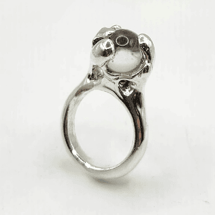 Anillo Artesanal de Plata 980 con Esfera de Cuarzo Cristal – Pre Orden