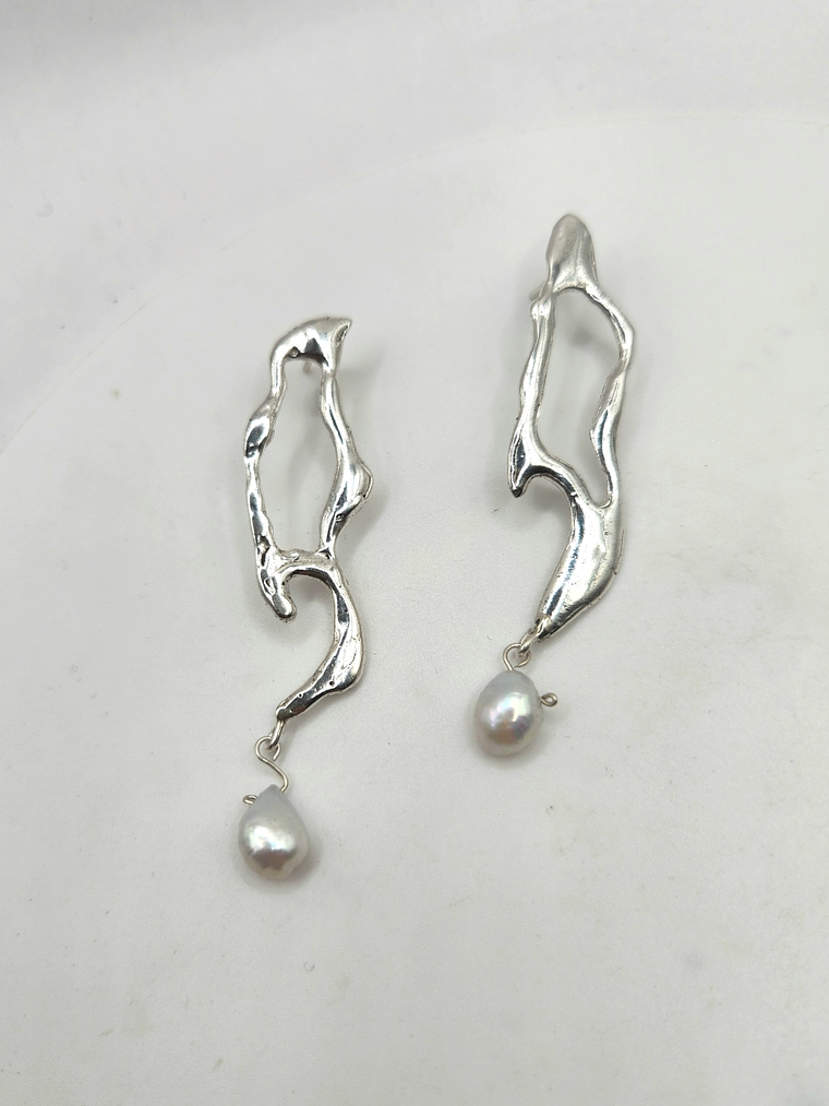 Aros de Plata 980 con Perla Natural Blanca - Pre Order 2