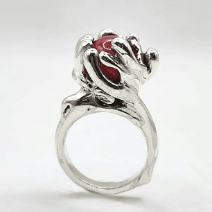 Anillo Artesanal de Plata 980 con Ágata Roja en Esfera Pieza Única - Pre Order