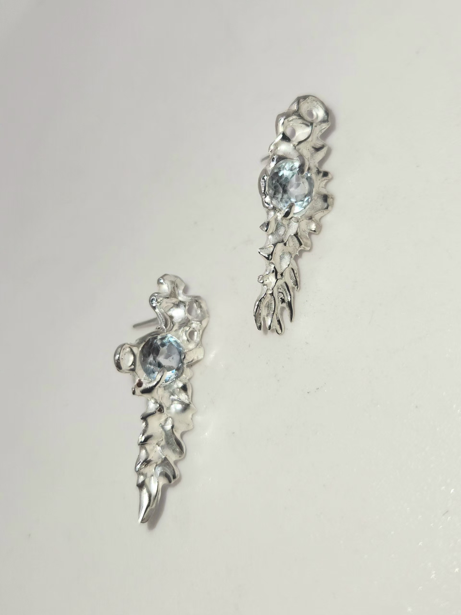 Aros de Plata 980 con Aguamarinas Faceteadas