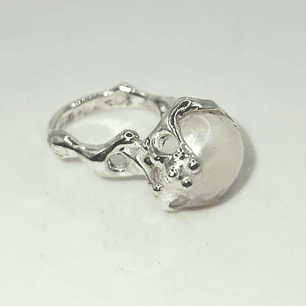 Anillo Artesanal de Plata 980 con Perla Barroca Natural - Pre Order