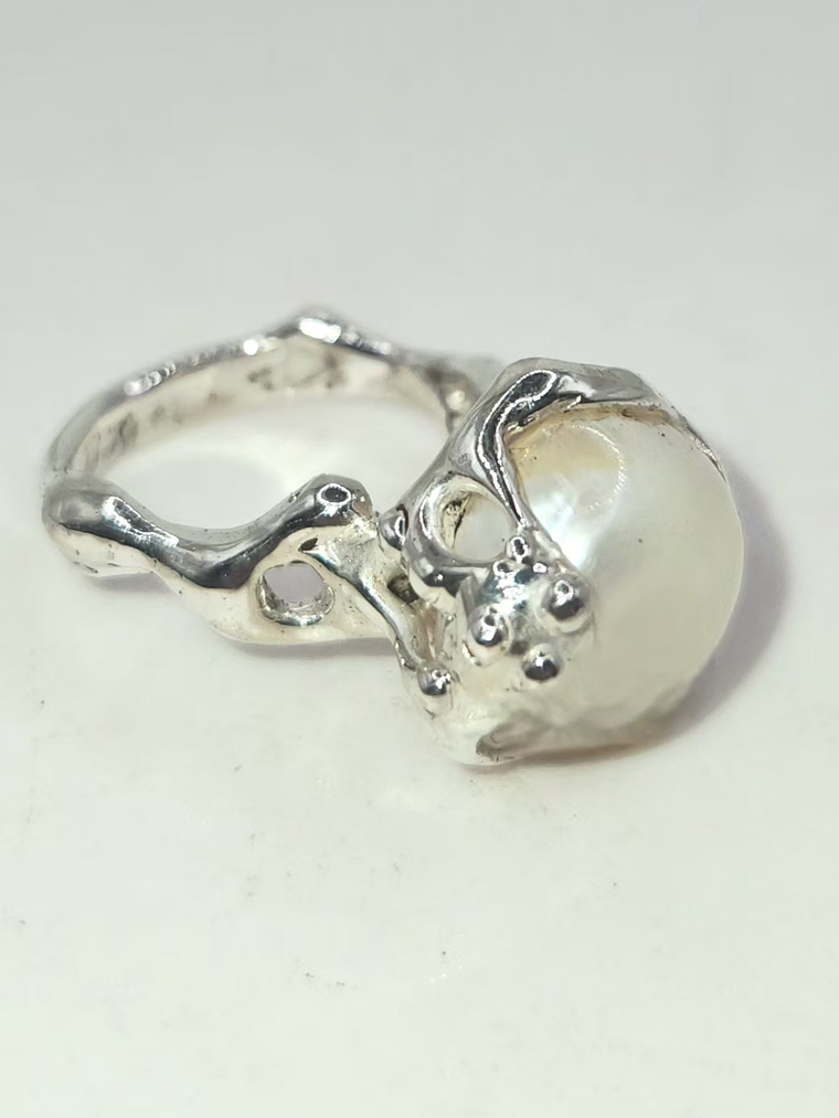 Anillo de Plata 980 con Perla Barroca Natural - Pre Order 1